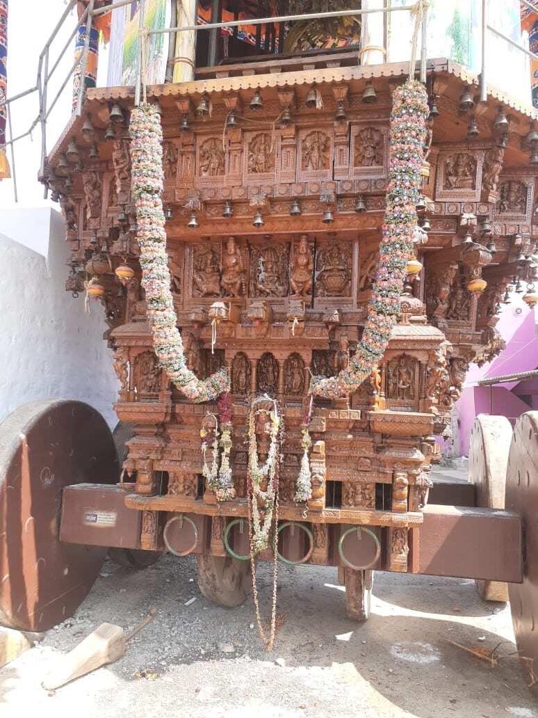 Large decorated temple chariot