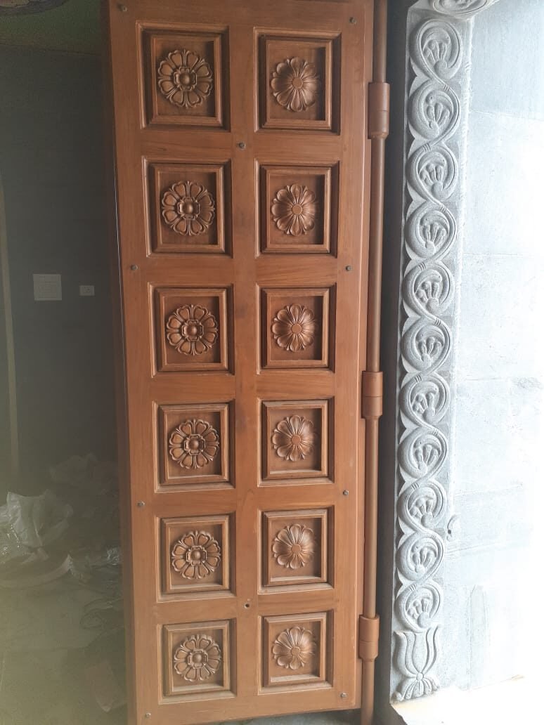 Fully carved wooden entrance door