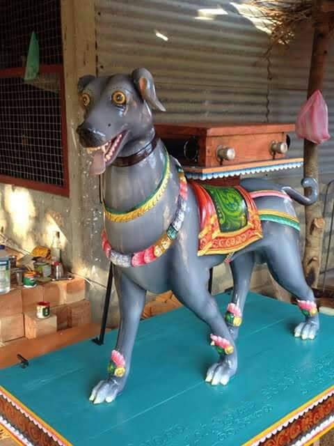 Colourful painted horse sculpture